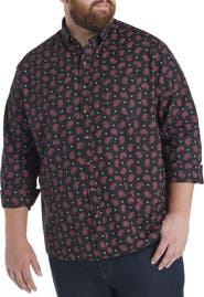 Harbor Bay by DXL Big & Tall Easy-Care Paisley Print Sport Shirt