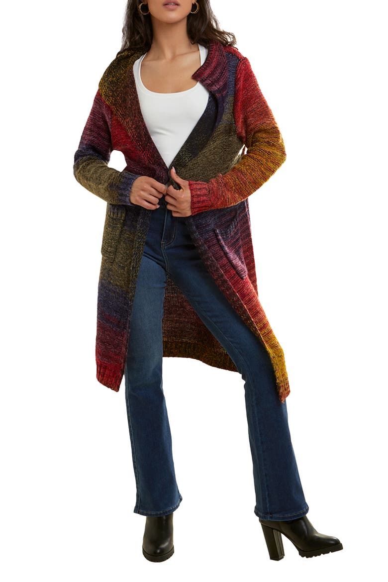 Rainbow Longline Cardigan, Main, color, RAINBOW MULTI