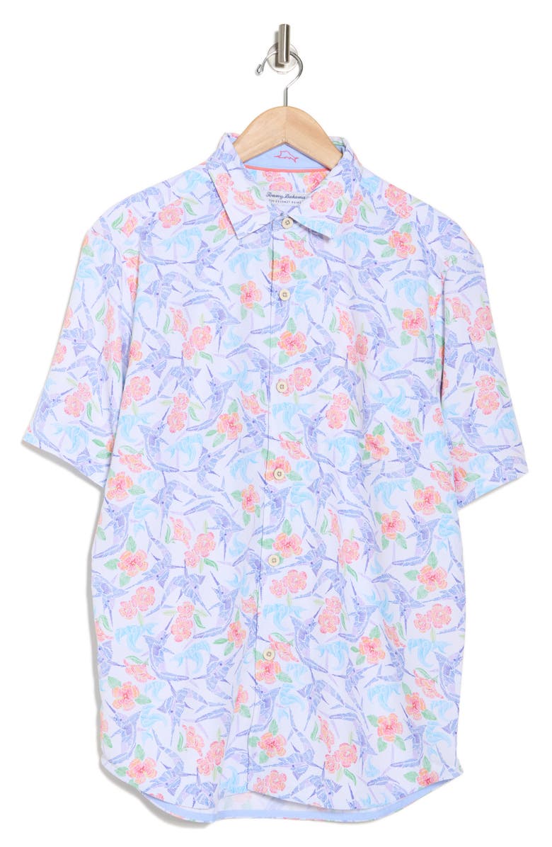 Tommy Bahama Coconut Point Marlin Mania Short Sleeve Button-Up Shirt, Alternate, color, White