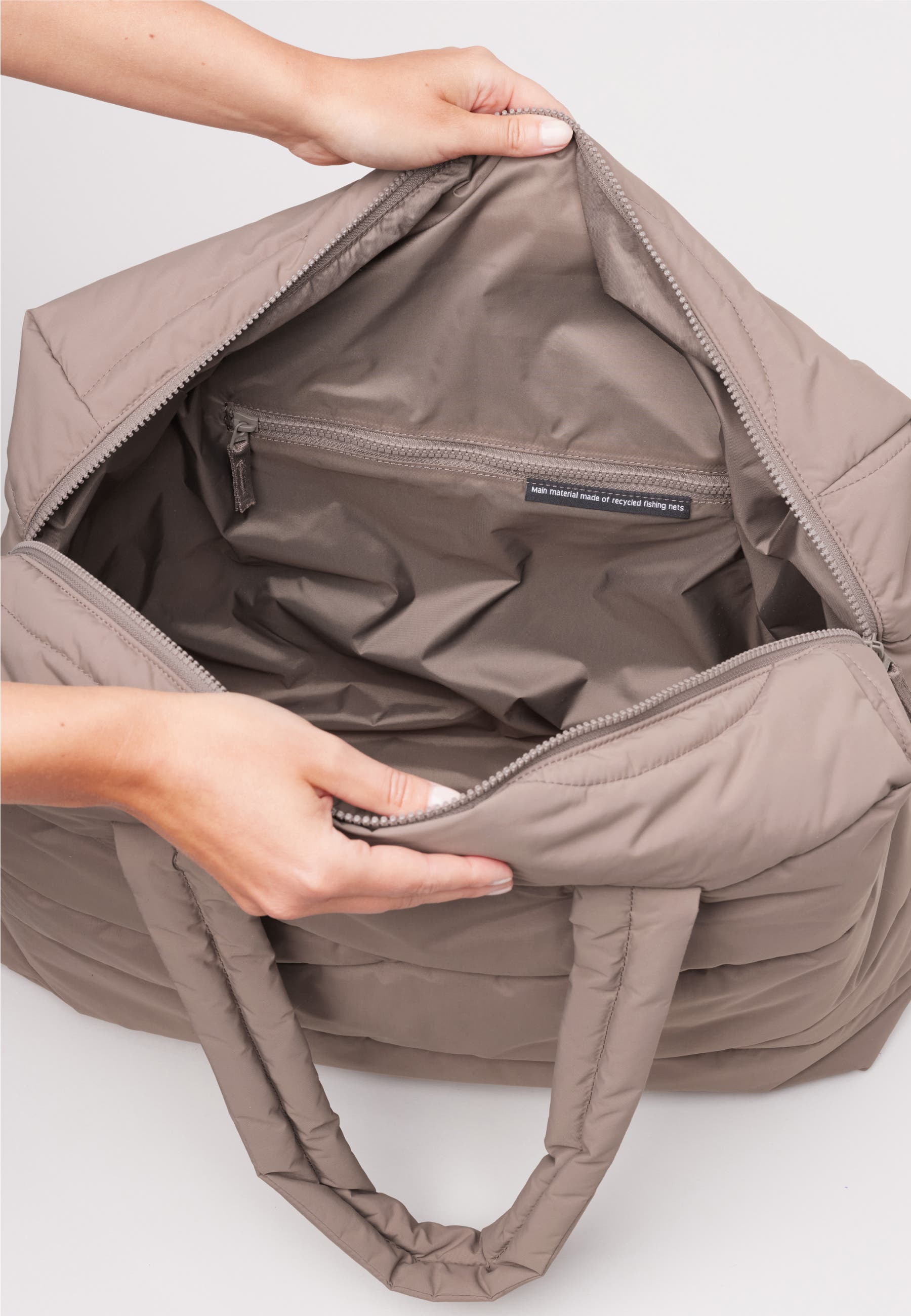 Wavy Puffer Recycled Nylon Everyday Laptop Bag, Alternate, color, oyster