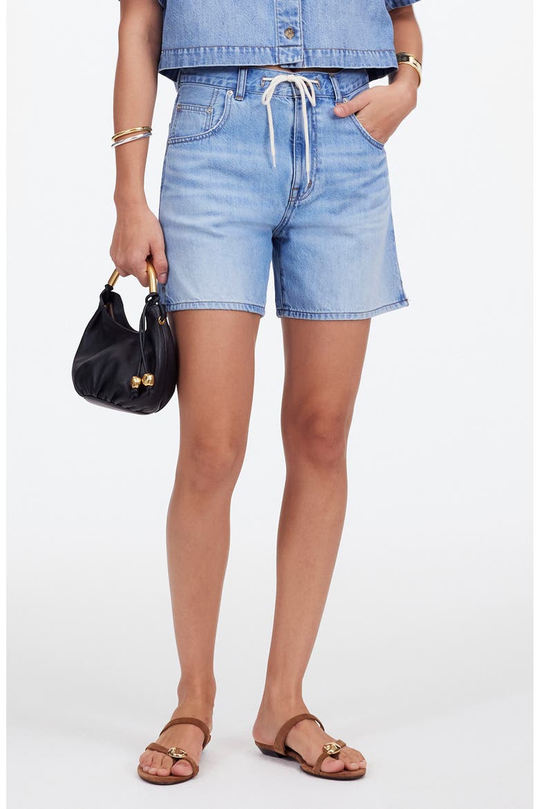 Drawstring Denim Shorts, Main, color, HAMBLEY WASH