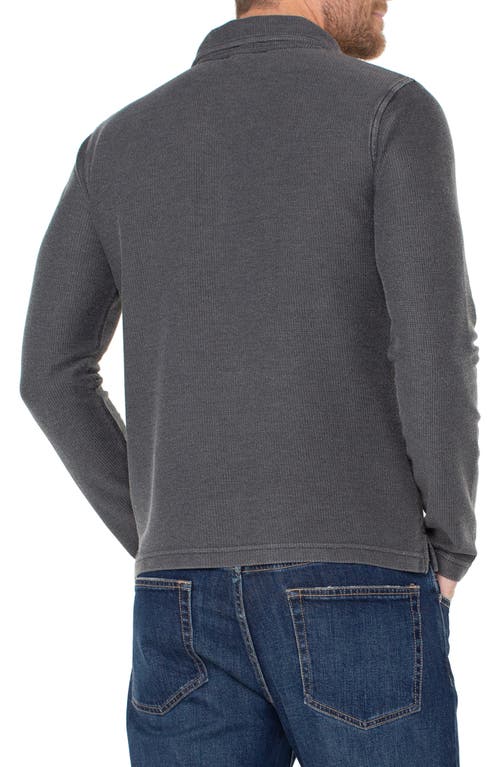 Liverpool Texture Long Sleeve Polo In Gray
