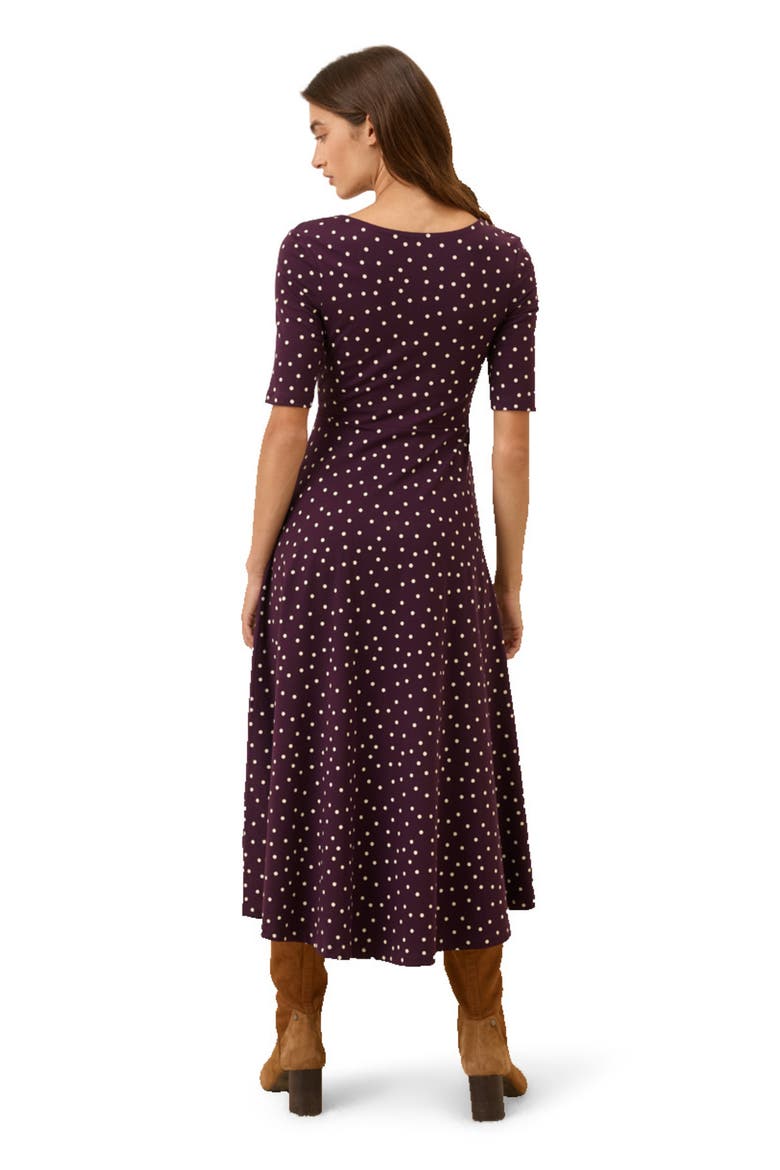 Fit & Flare Signature Scoop Dress Made With Organic Cotton, Alternate, color, Berry Polka Dot