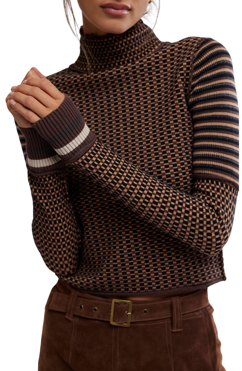 Free People Gamer Cuff Crop Stretch Cotton Blend Sweater, Alternate, color,