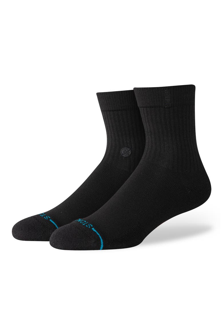 Icon Quarter Socks, Main, color, BLK BLACK