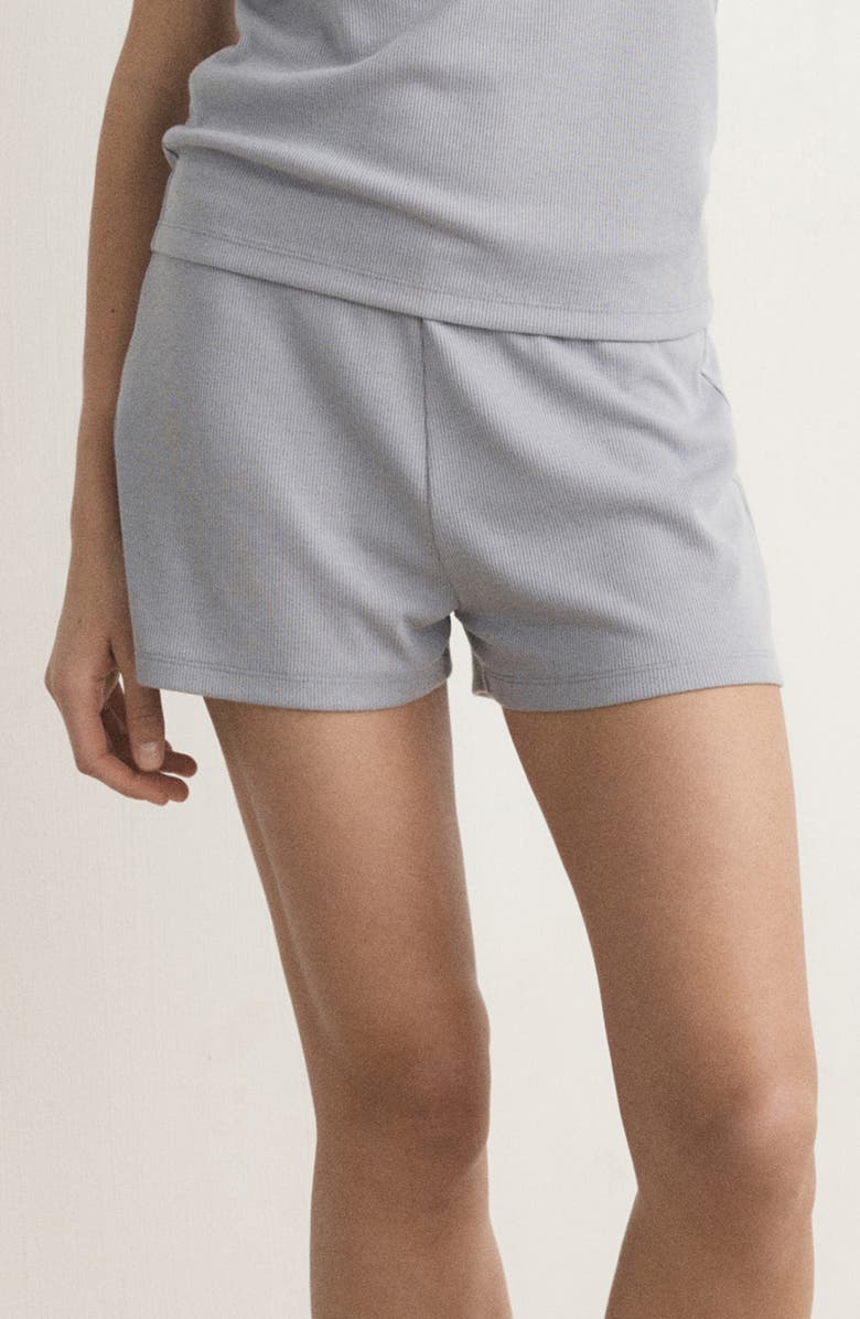 MANGO Textured Pajama Shorts, Main, color, Grey