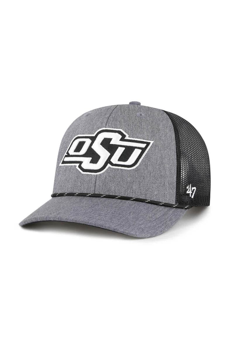 Men's '47  Gray Oklahoma State Cowboys Carbon Rope Adjustable Hat, Main, color, Gray