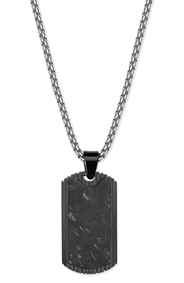 Brook and York Men's Textured Dog Tag Pendant Necklace, Main, color, Black