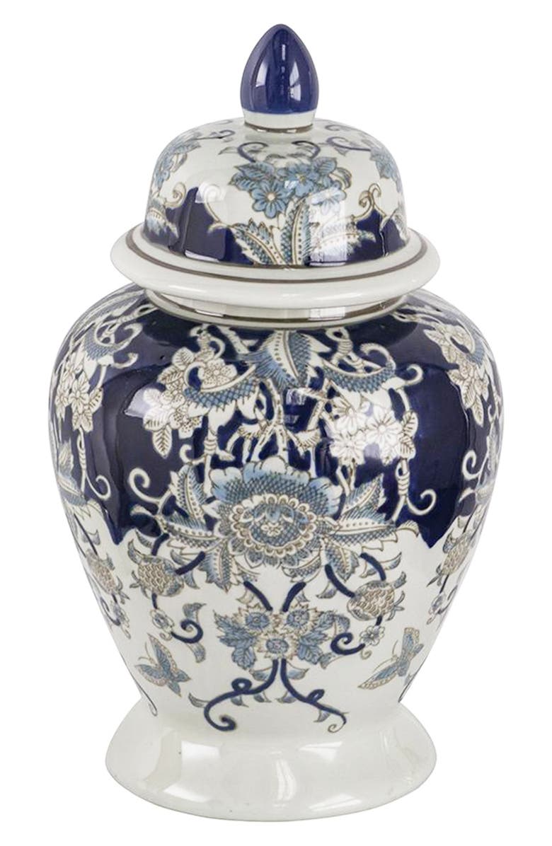 A & B Home Bryn Ginger Porcelain Lidded Jar, Main, color, Blue
