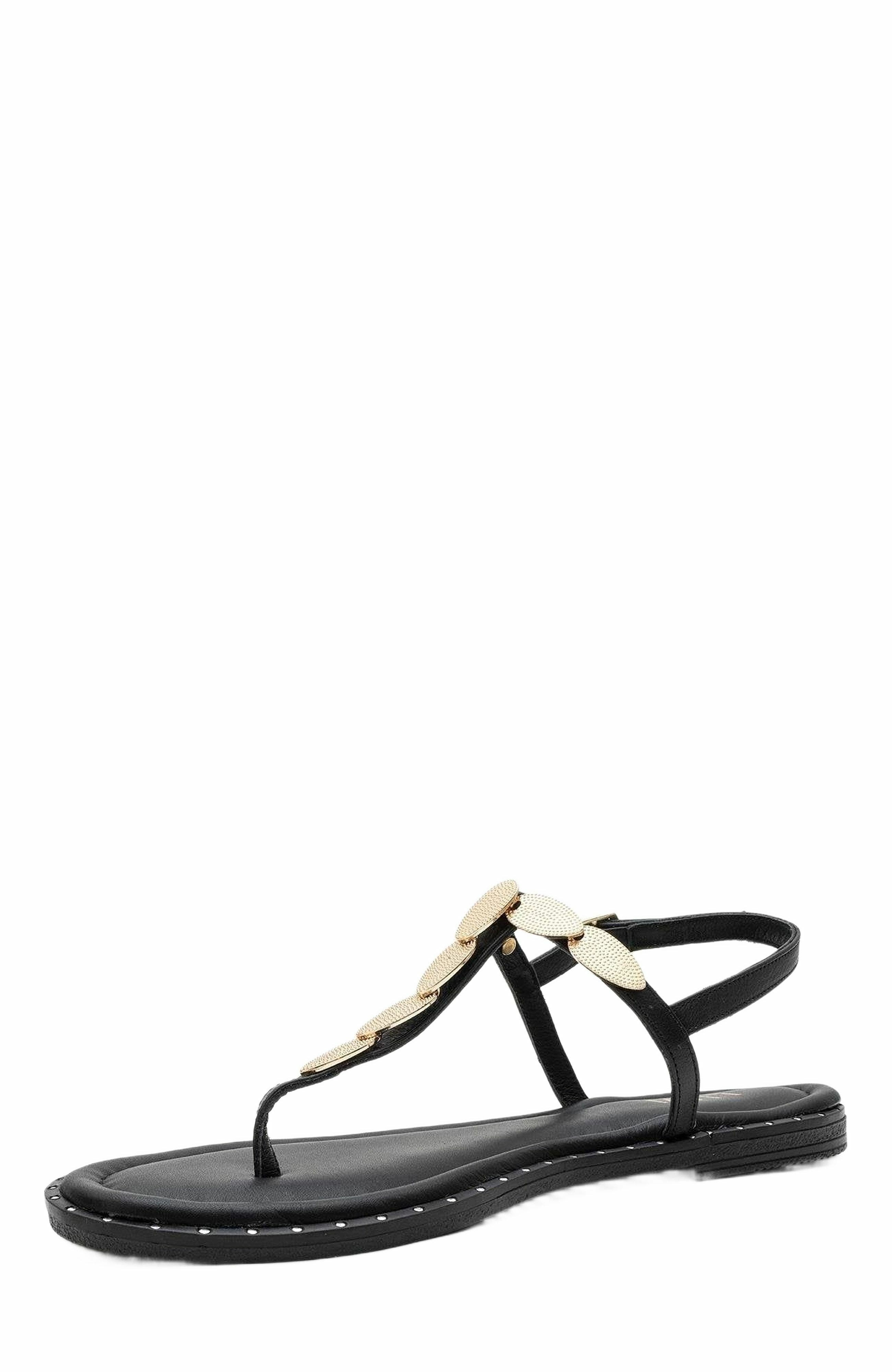 Forever & Always Shoes Marea Leather Flat Sandal, Alternate, color, Black Leather