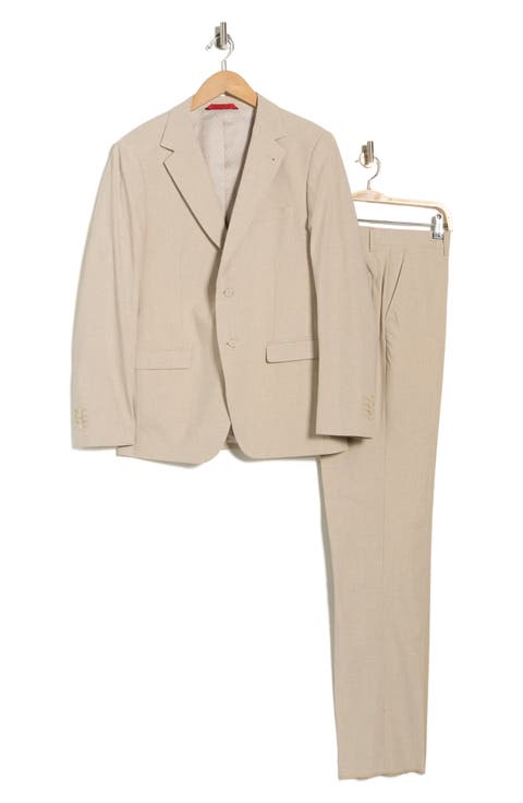 Trim Fit Tan Notch Lapel Stretch Suit (Regular & Big)