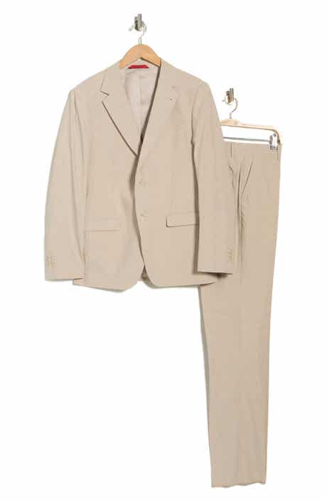 ZANETTI Trim Fit Tan Notch Lapel Stretch Suit