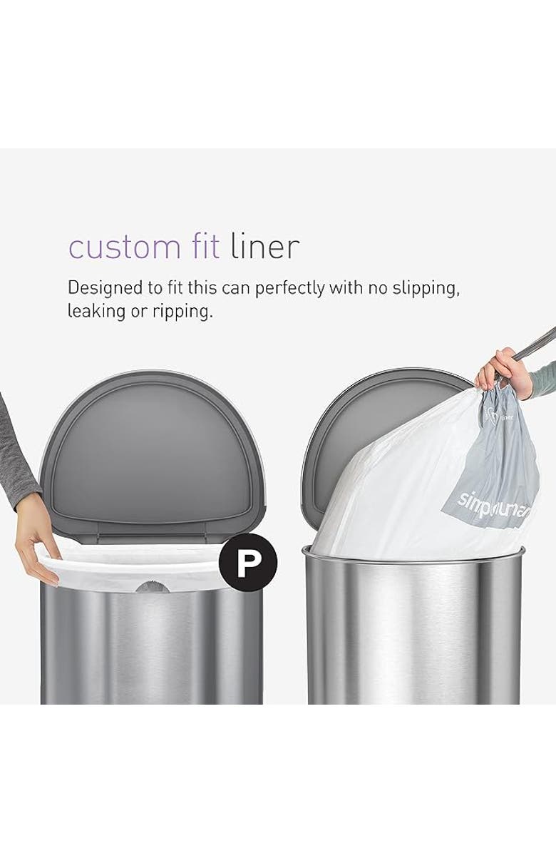 simplehuman Code P Custom Fit Liners with Quick Dispense Packs, Alternate, color, 100 Liners