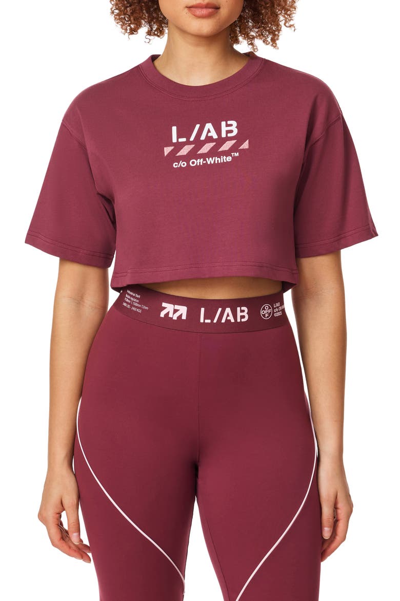 Graphic Crop Cotton T-Shirt, Main, color, BURGUNDY OFF