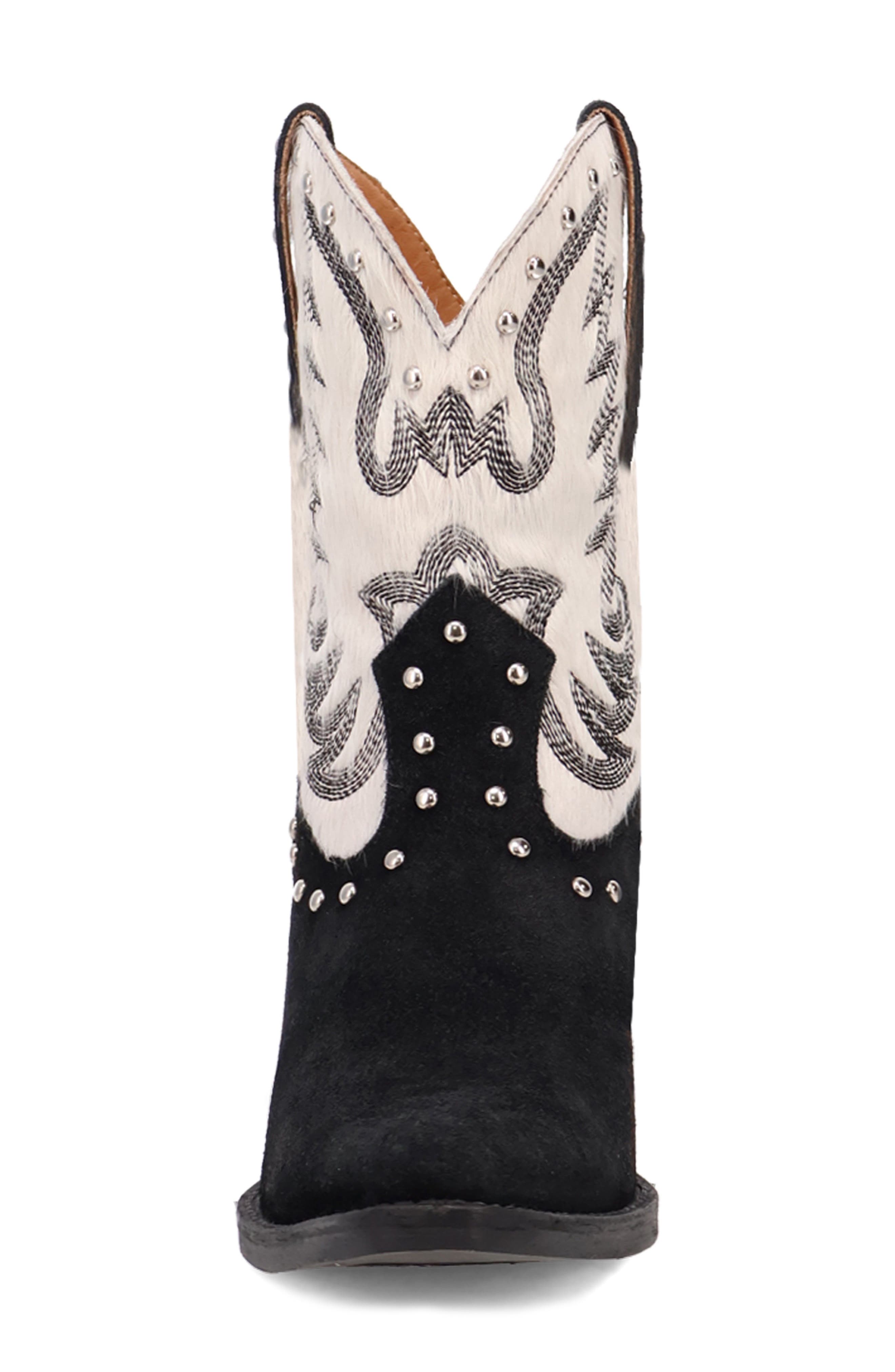 Dingo Rodeo Queen Genuine Calf Hair Western Boot, Alternate, color, Black