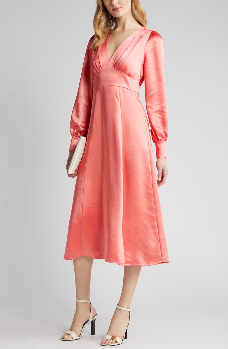 Ted Baker London Daniia Long Sleeve Satin Fit & Flare Dress, Main, color,