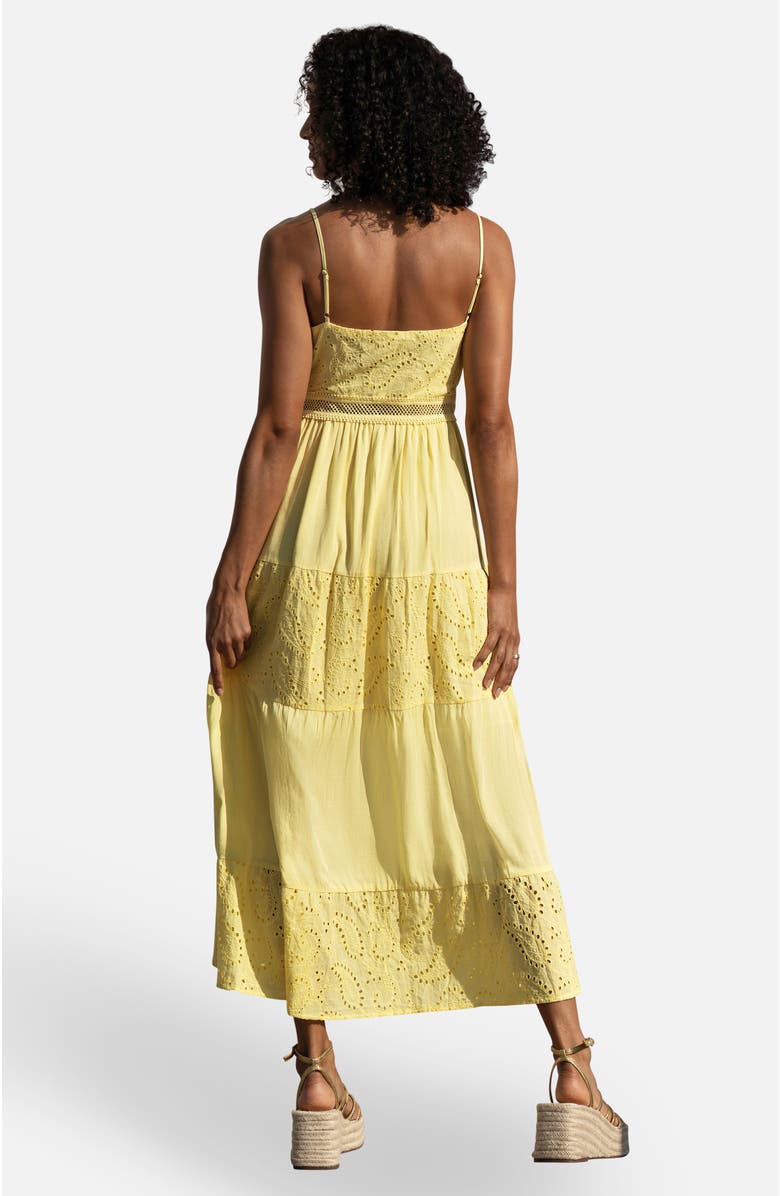 Yumi Cotton Lace Trim Midi Dress, Alternate, color, Butter Yellow