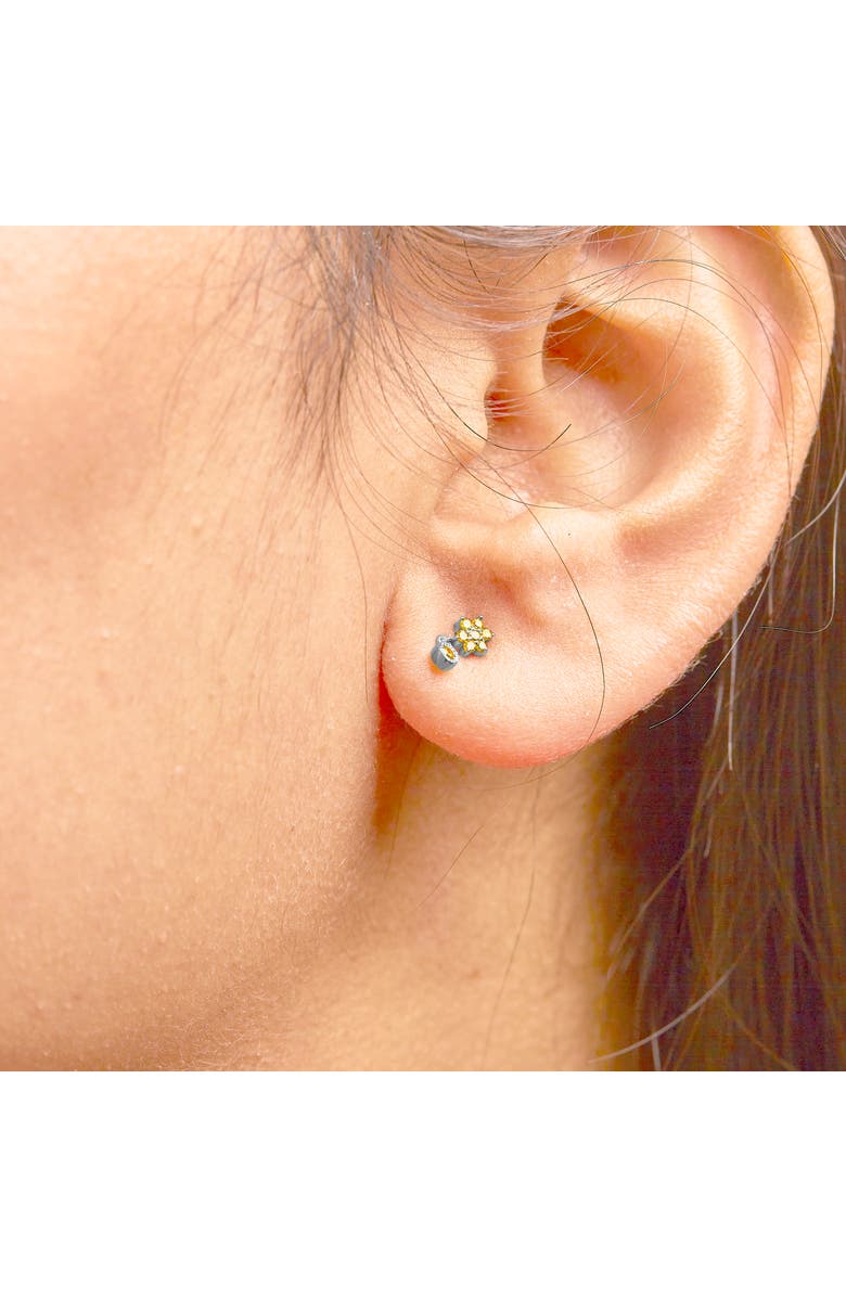 Haus of Brilliance Silver 1/10 Ct Yellow Diamond Star Stud with Bezel Drop Dangle Earrings, Alternate, color, White