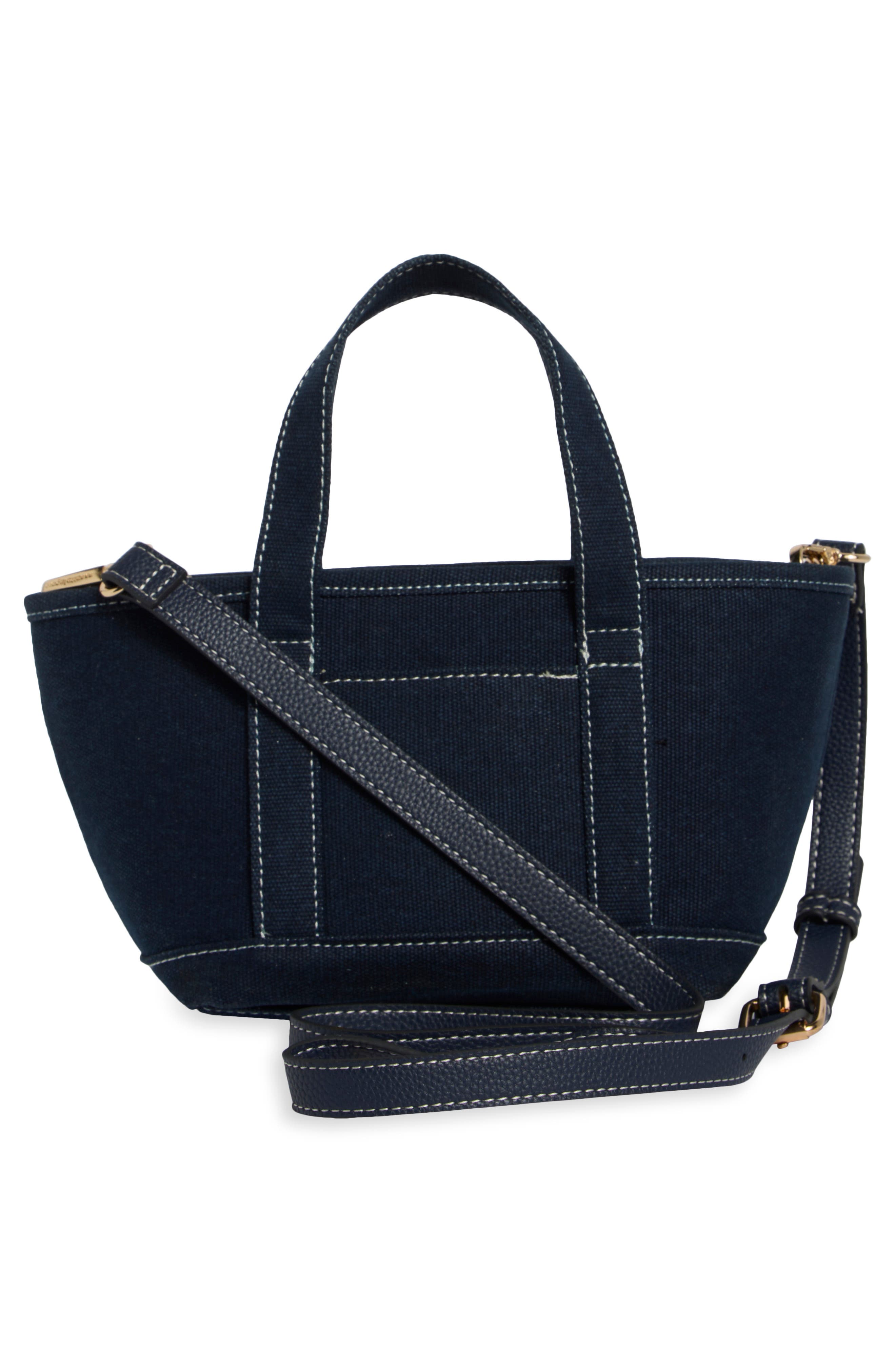 Small Convertible Denim Twill Satchel with Accessories, Alternate, color, NAVY