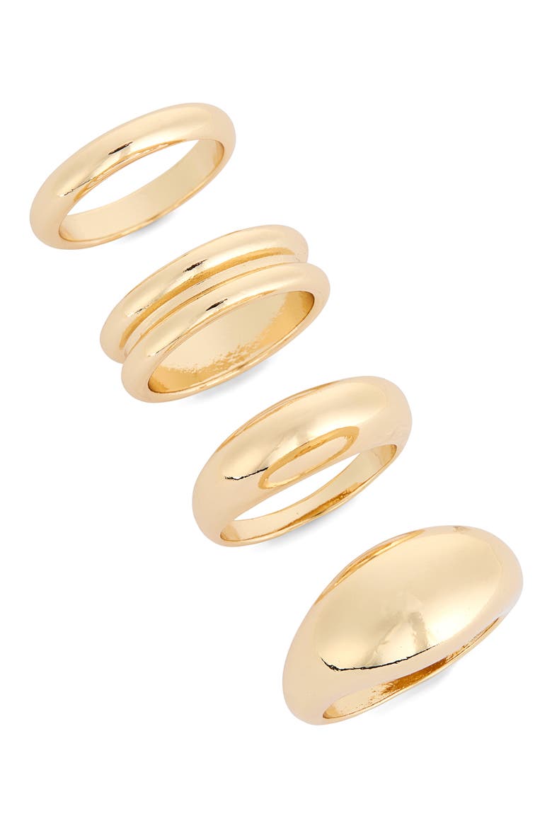 4-Pack Signet Rings, Main, color, GOLD