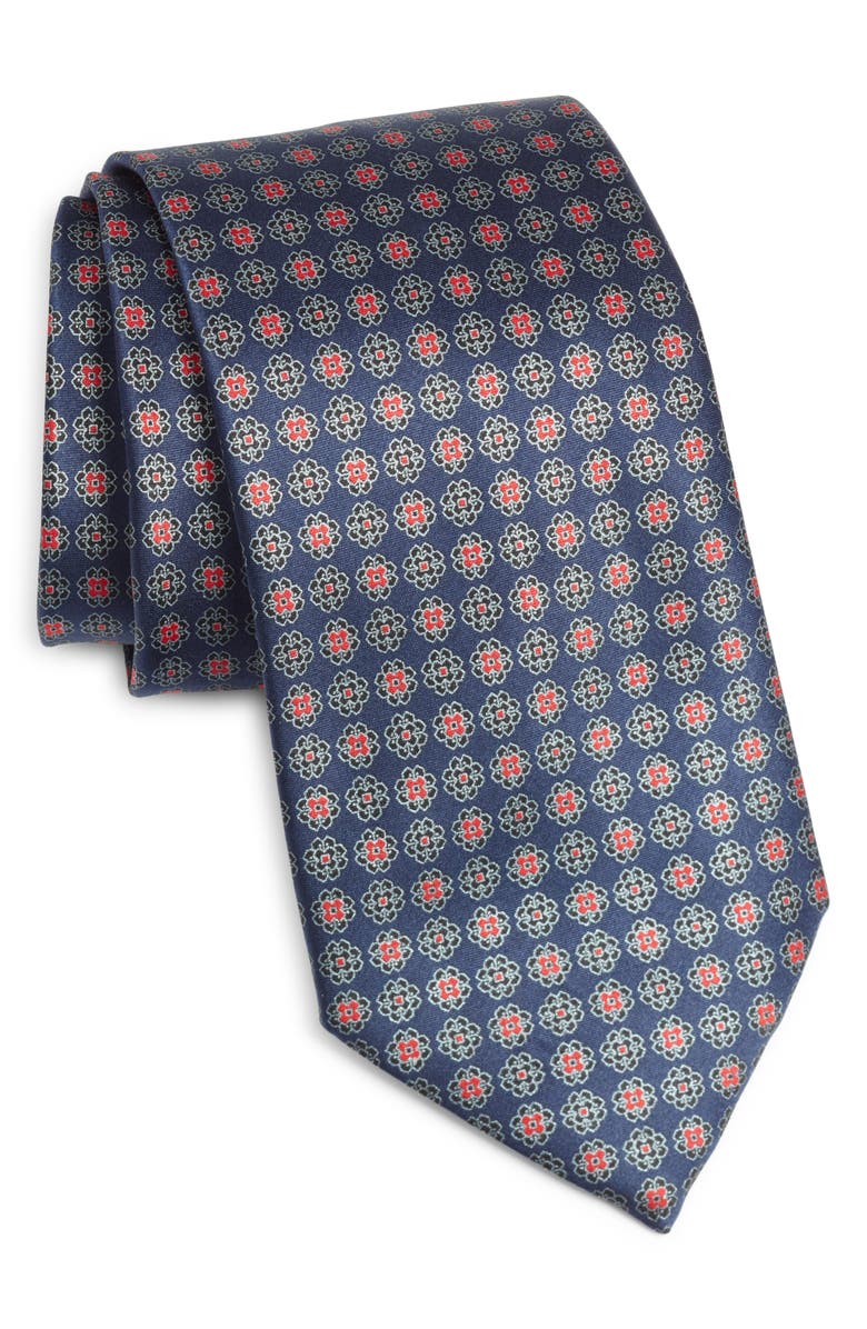 ZEGNA Floral Medallion Silk Tie, Main, color, 