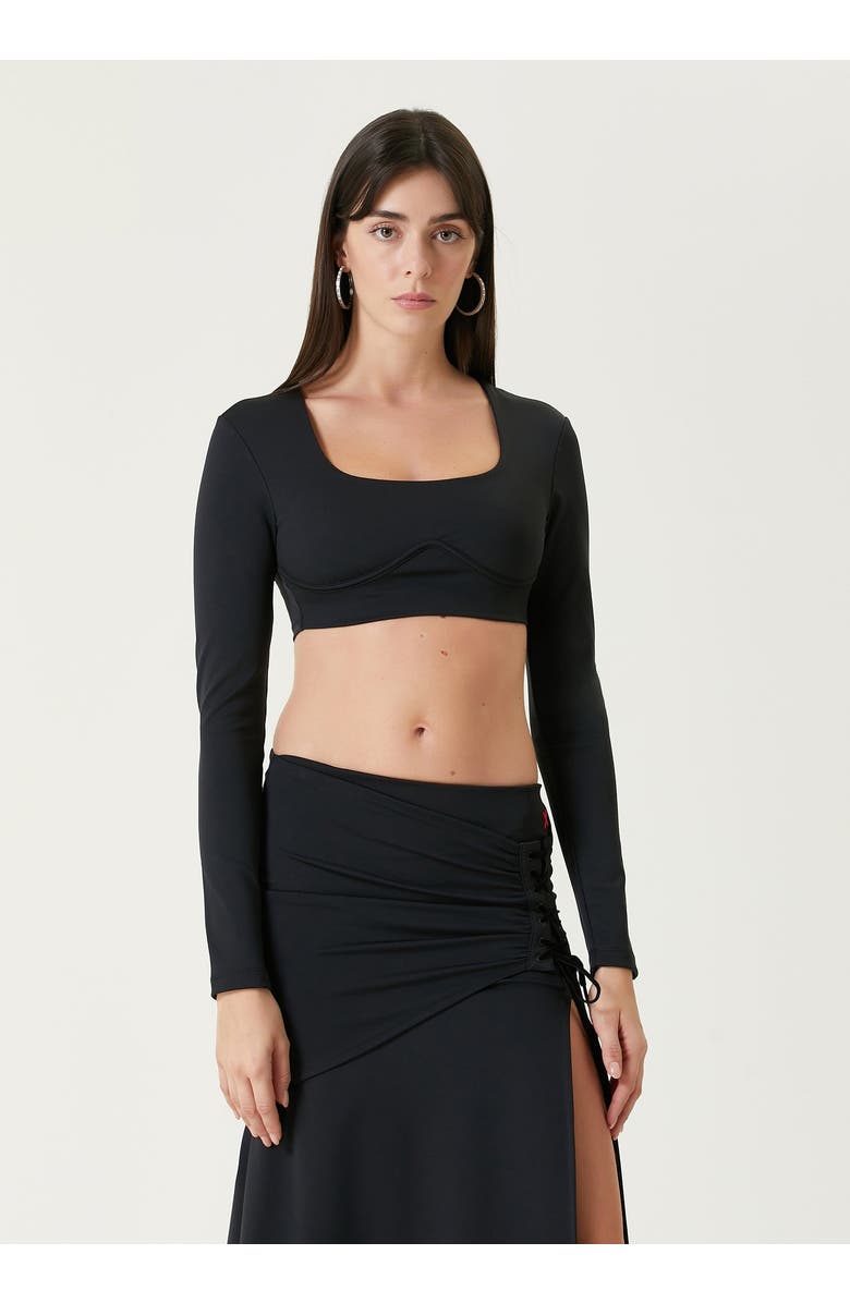 PCFG Free Heaven Long Sleeve Crop Top, Alternate, color, Black