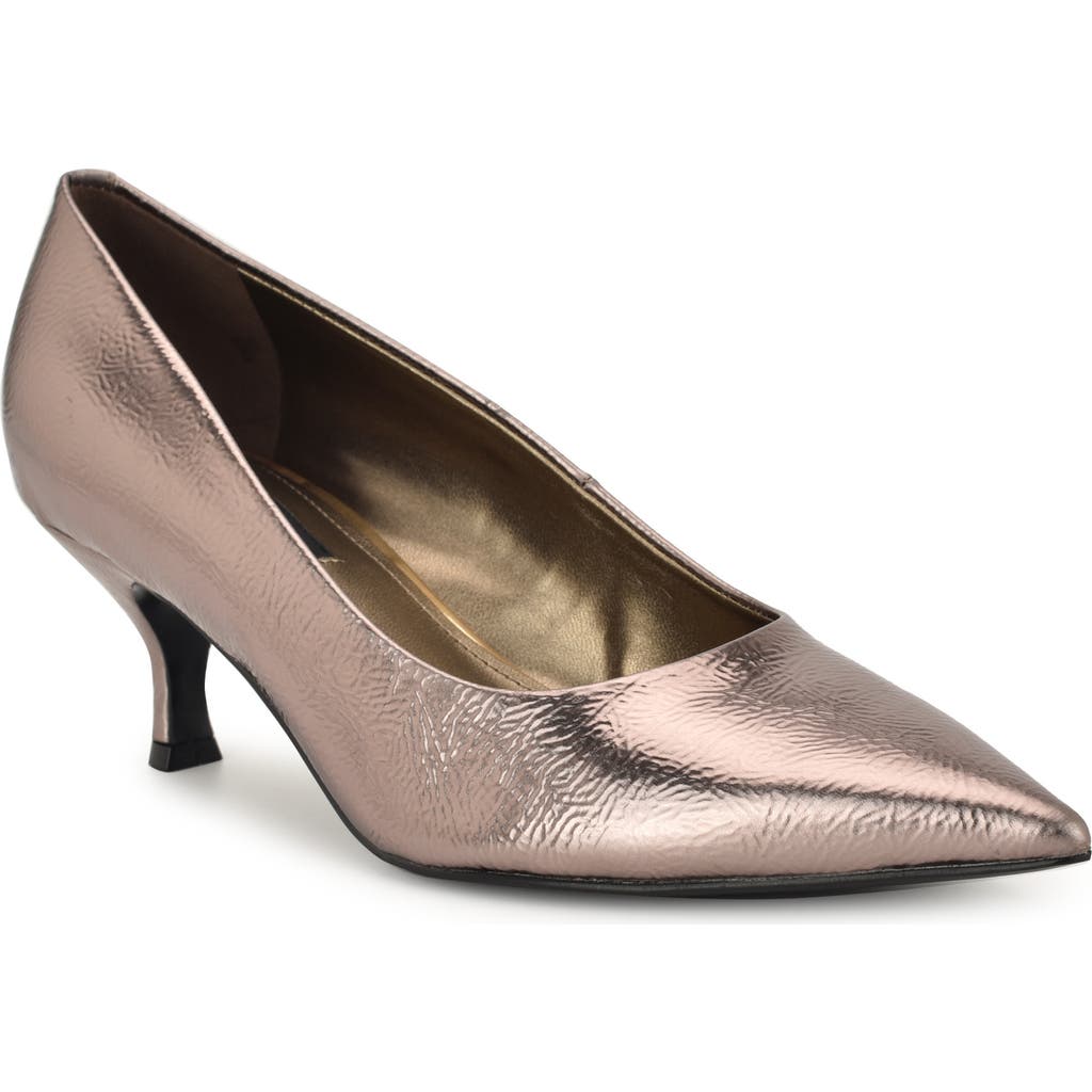 Nine West Sisko Pointed Toe Kitten Heel Pump In Brown