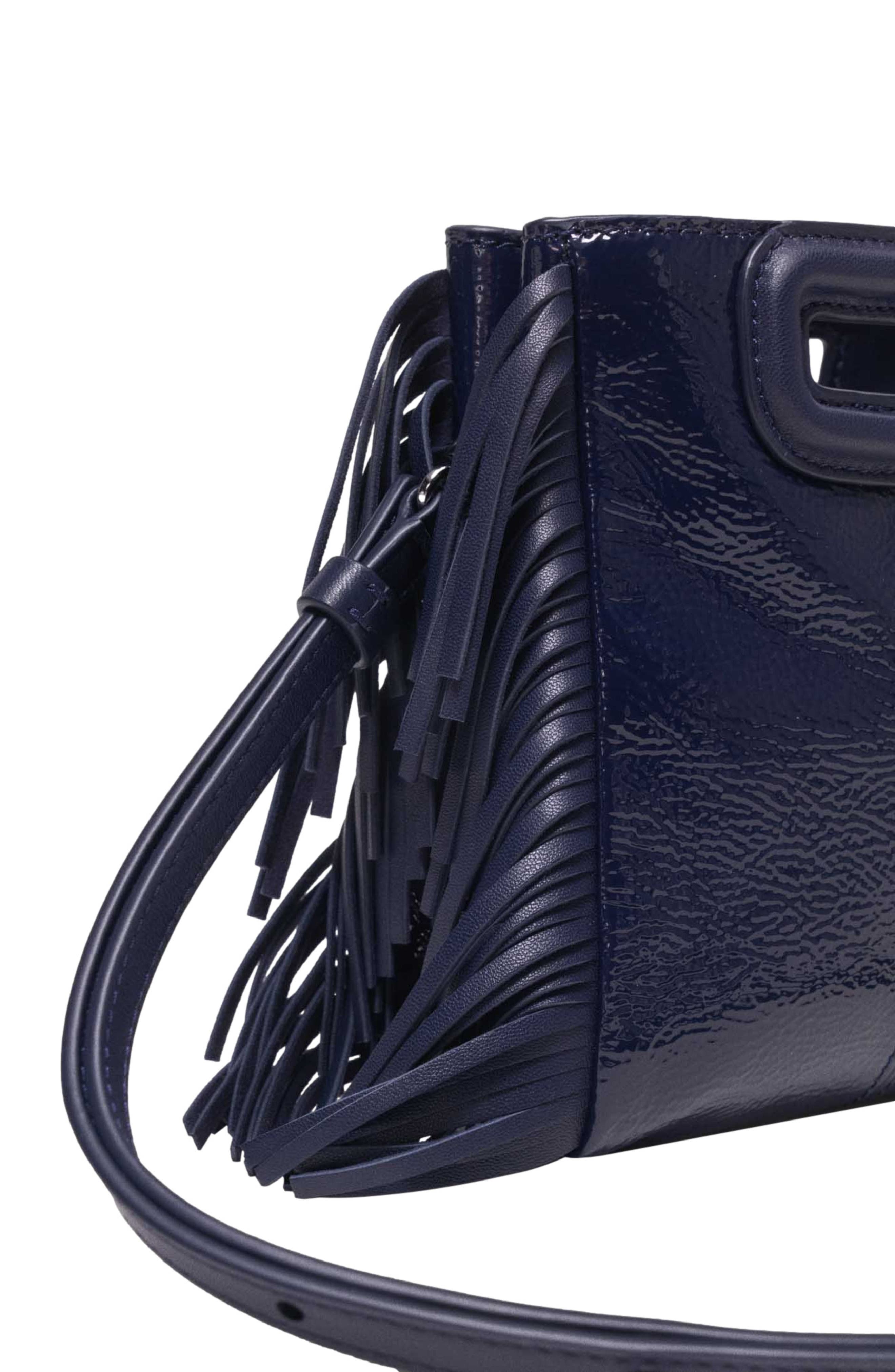 maje Naplak leather M Mini bag, Alternate, color, Navy