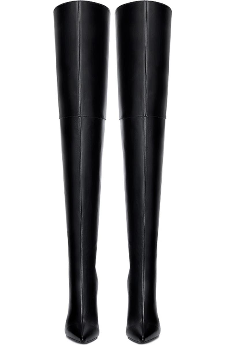 FEMME LA The Scorpio Pointed Toe Thigh High Boot, Alternate, color, Black