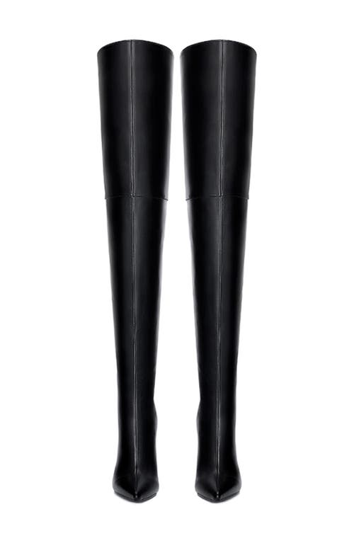 Femme La The Scorpio Pointed Toe Thigh High Boot In Black