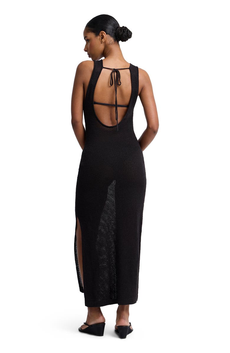 Onia Linen Knit Low Scoop Back Maxi Dress, Alternate, color, Black