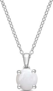 DELMAR Sterling Silver Opal Solitaire Necklace