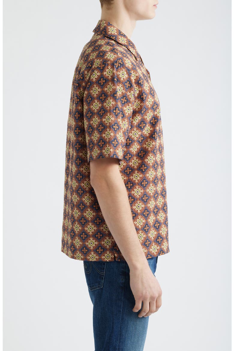 Didcot Cotton Seersucker Camp Shirt, Alternate, color, RUST / MULTI