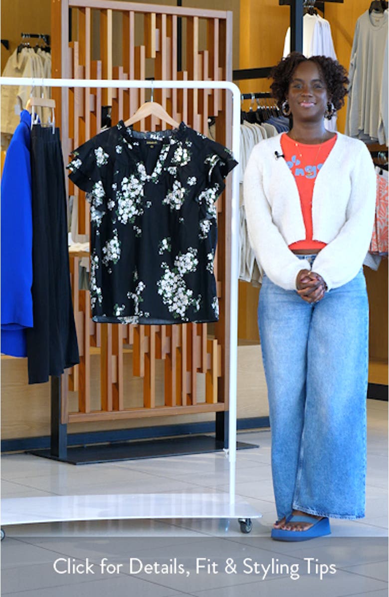 Emery Floral Cotton Split Neck Top, sales video thumbnail