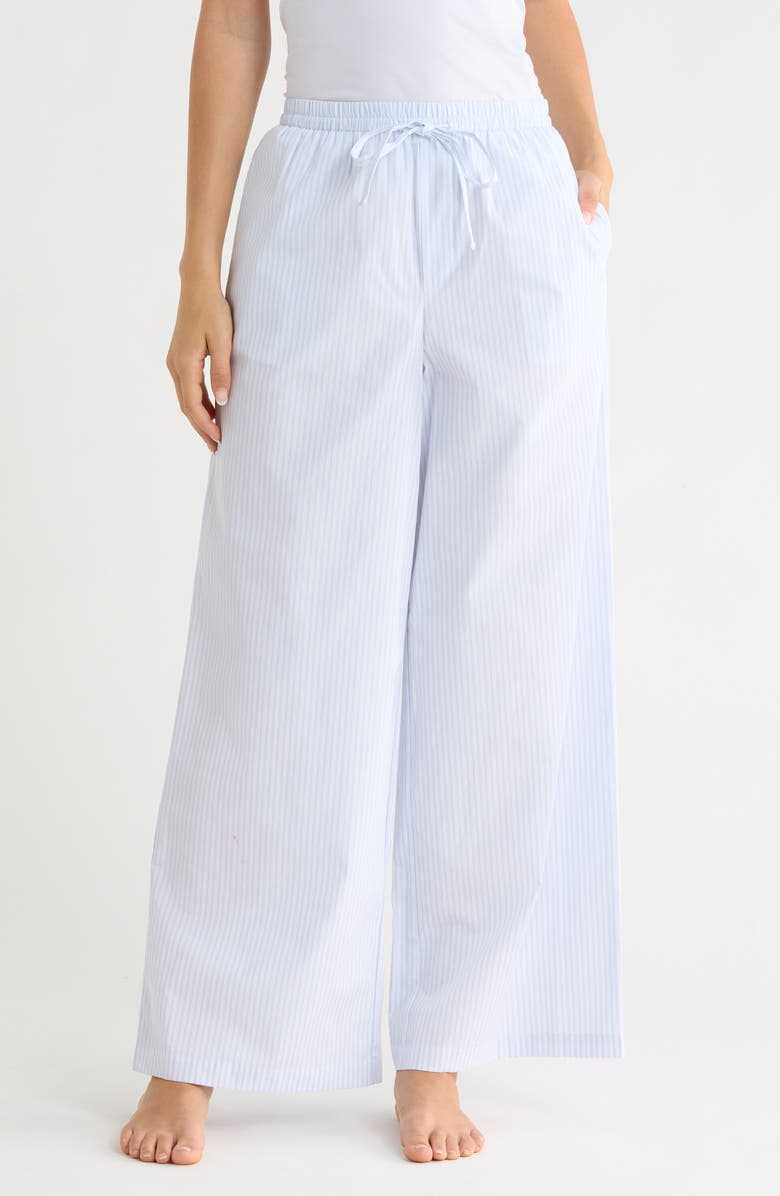 Abound Poplin Pajama Pants, Main, color, Blue- White Stripe