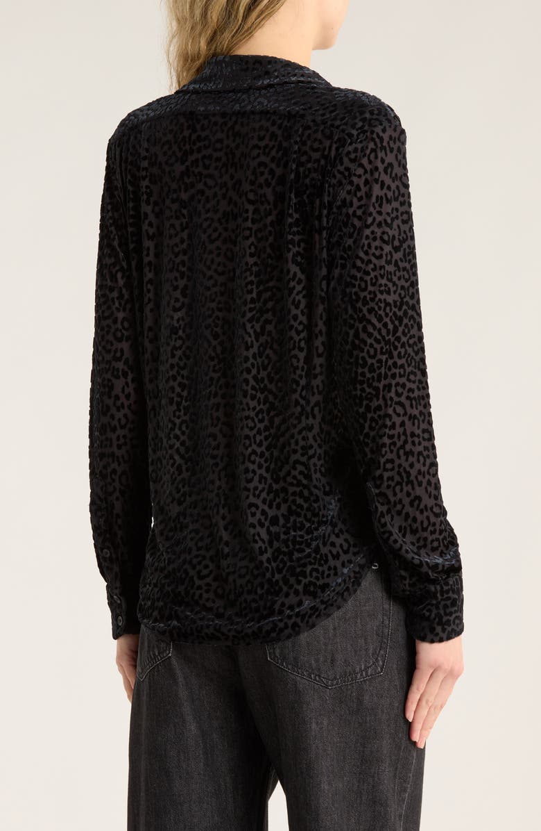 rag & bone Lima Burnout High-Low Button-Up Shirt, Alternate, color, Black