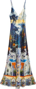 Camilla Bias Cut Silk Charmeuse Slipdress