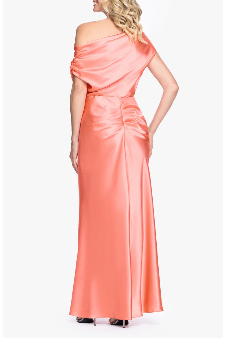 One-Shoulder Satin Sheath Gown, Alternate, color, CORAL