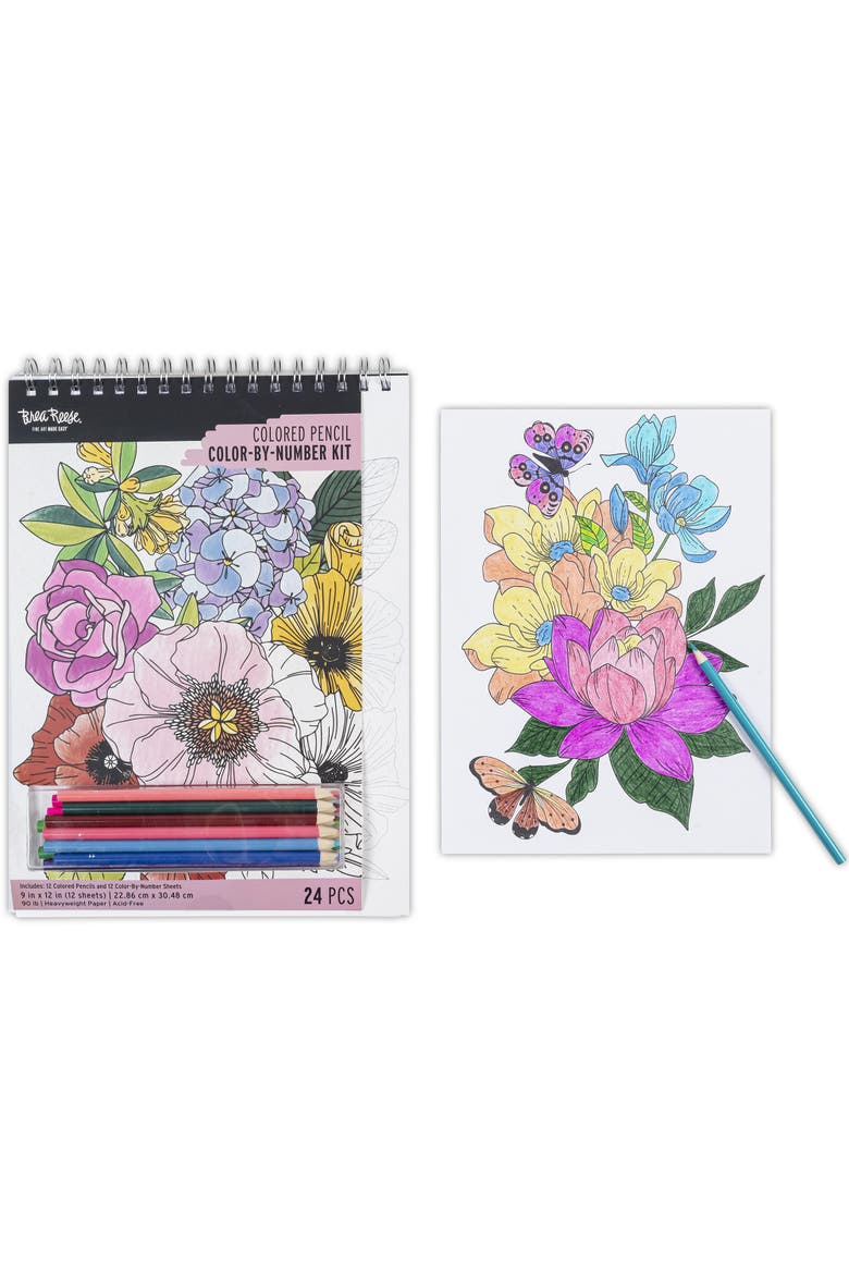 Colored Pencil Color by Number Kit Floral, Alternate, color, Multicolored