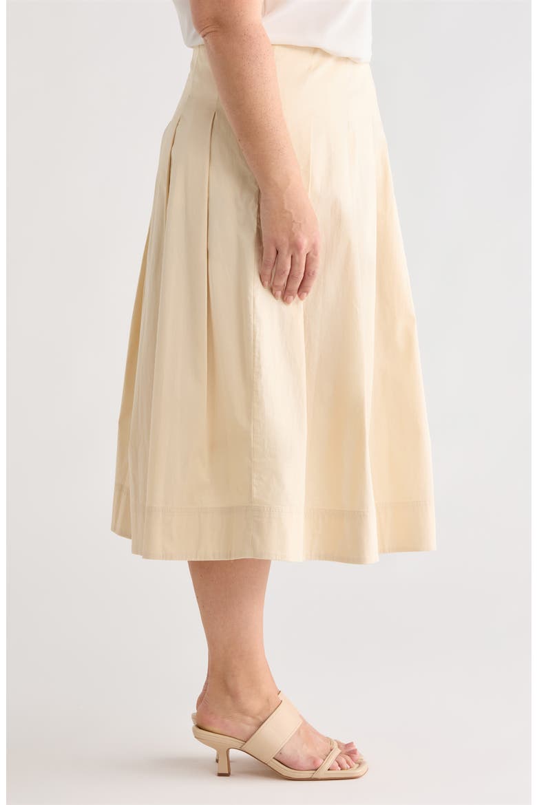 Stretch Cotton Poplin Midi Skirt, Alternate, color, BEIGE BURNT