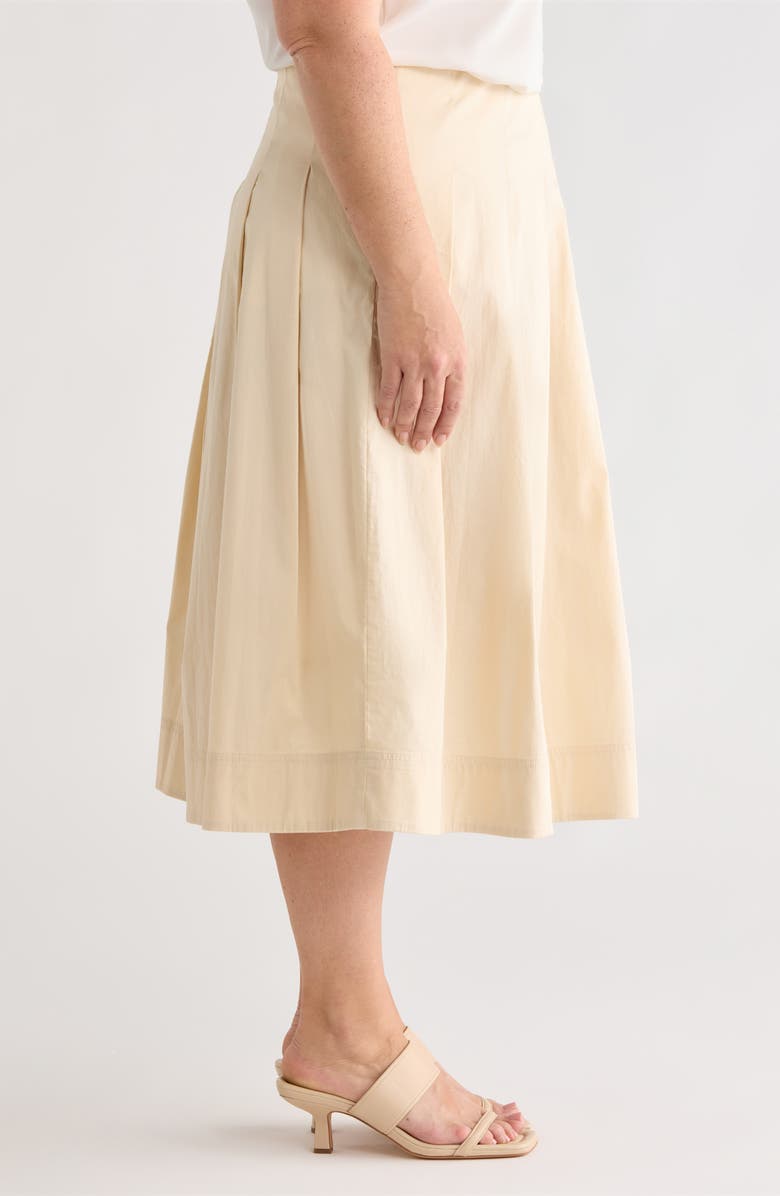 Caslon<sup>®</sup> Stretch Cotton Poplin Midi Skirt, Alternate, color, Beige Burnt