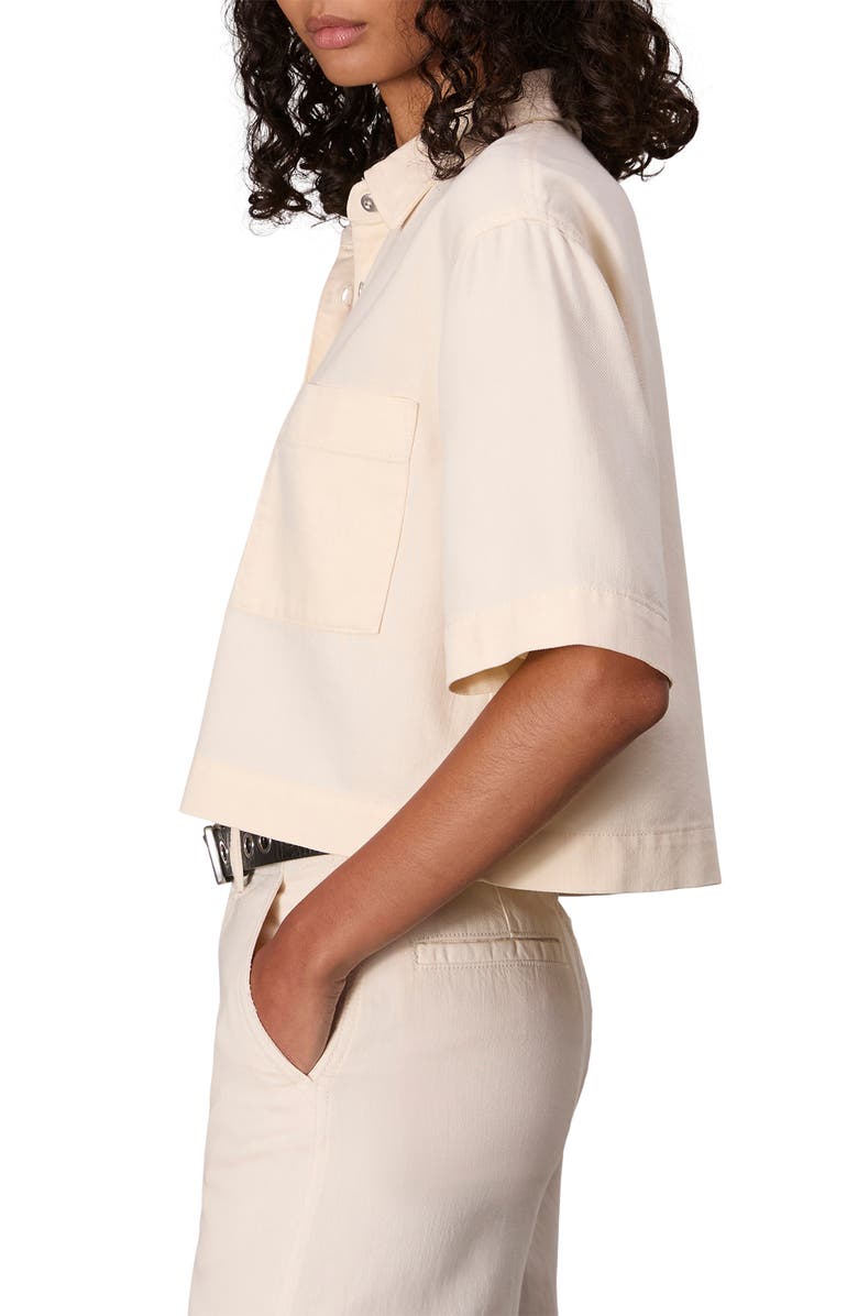 rag & bone Ultra Featherweight Lenna Crop Denim Button-Up Shirt, Alternate, color, Ecru