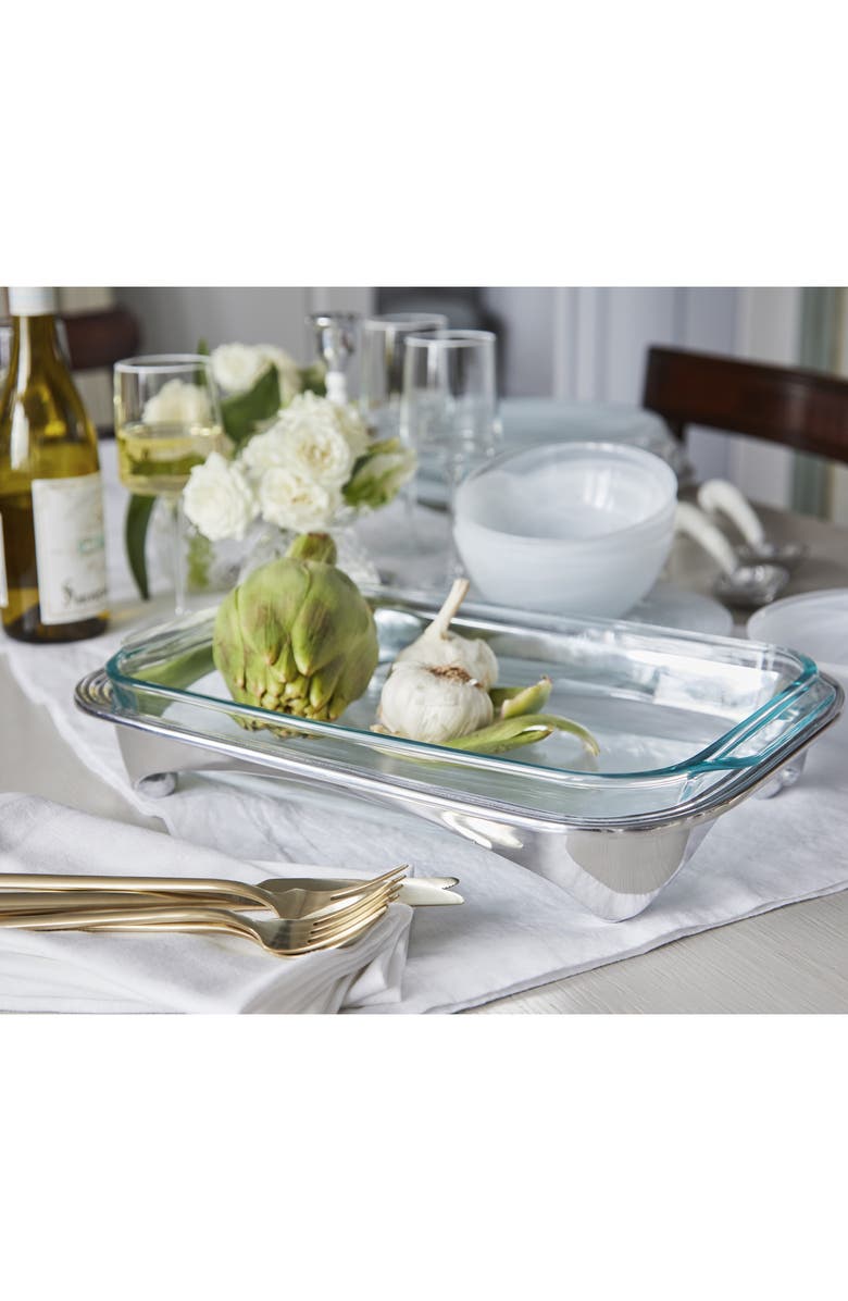 Mariposa Signatura Oblong Casserole Caddy, Alternate, color, Silver