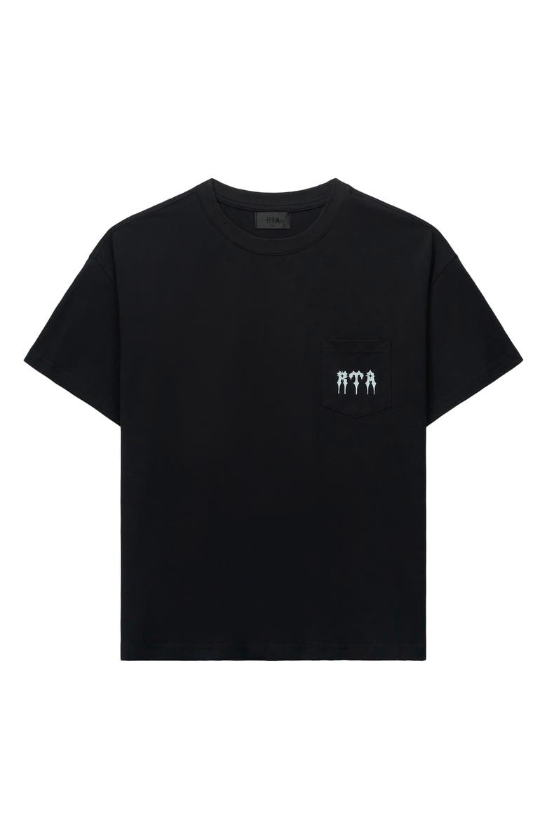 RtA Bastien Graphic Pocket T-Shirt, Main, color, Black Spiked R