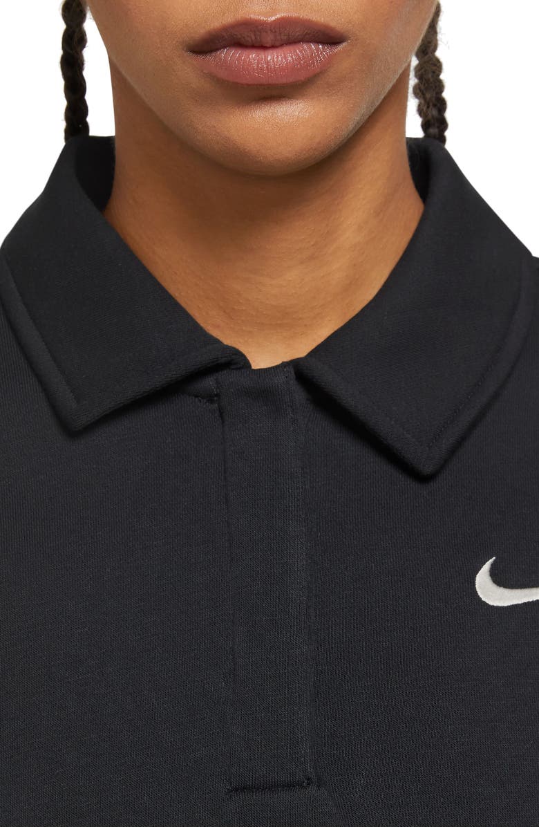 Nike Phoenix Fleece Three-Quarter Sleeve Crop Polo Sweatshirt, Alternate, color, 