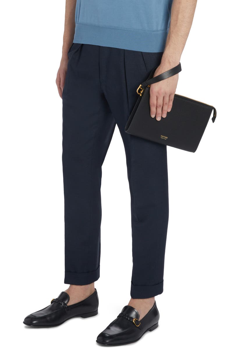 TOM FORD Mini Grained Leather Zip Pouch, Alternate, color,