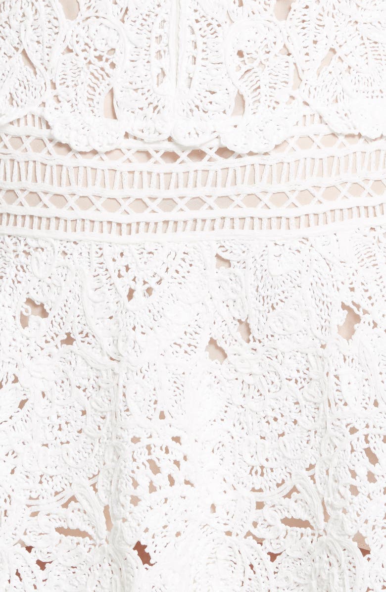 Oscar de la Renta Crochet Ruffle Dress, Alternate, color, 