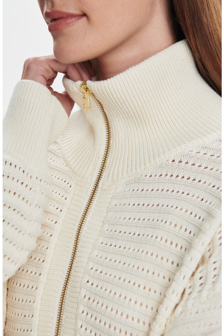 Tara Pointelle Half Zip Sweater, Alternate, color, EGRET