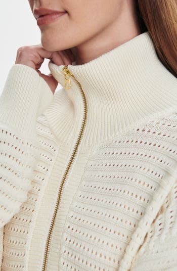 Tara Pointelle Half Zip Sweater