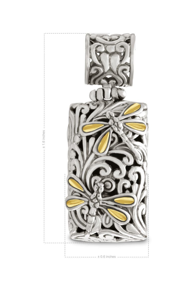 Dragonfly Rectangle Pendant in Sterling Silver and 18K Gold, Alternate, color, Silver